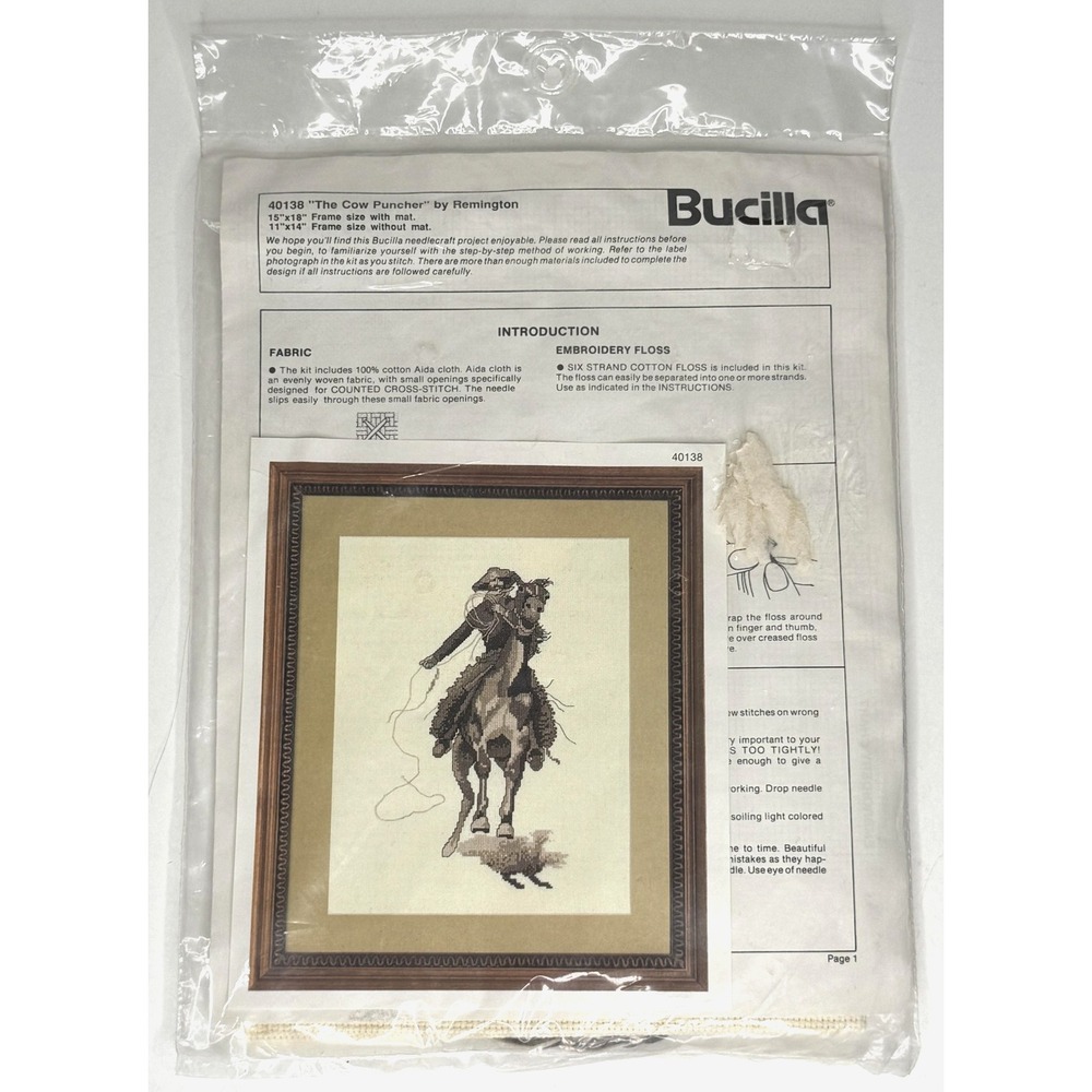 Bucilla Counted Cross Stitch Kit 40138 The Cow Puncher Remington 11x14 Cowboy